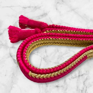 Kimono OBIJIME decoration cord made in Japan 【Gold＆FuchsiaPink】 Silk100% G0115 - Picture 1 of 4