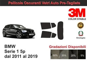 pellicola oscurante vetri bmw serie 1 5p dal 2011-19 kit posteriore - Imagen 1 de 1