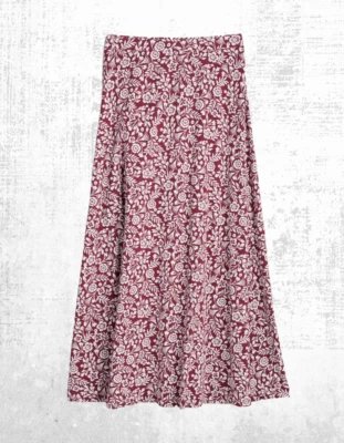 Ex Seasalt Women’s Jersey A-Line Skirt in Sculpted Floral Dulse Rose ( Defect) - Image 1 of 4