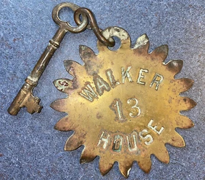 Rara chiave vintage Hotel Walker House Hotel Fob camera n. 13 - Foto 1 di 2