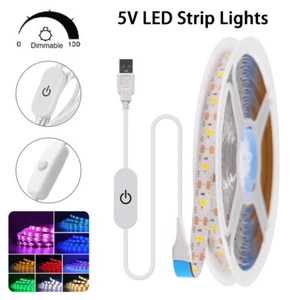 5V USB Power LED Strip Lights 2835 Warm White Tape Self Adhesive TV Cabinet IP65 - Picture 1 of 26