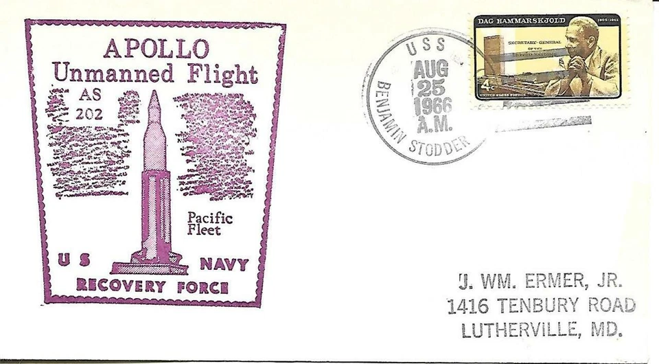 BENJAMIN STODDER (DDG-22) 25 Aug 1966 Locy Type 2n(B-70) Unmanned Apollo Pacific - Image 1 of 1