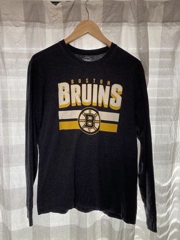 Boston Bruins T Shirt Graphic Long Sleeve ‘47 NHL Hockey Size S Gray Men’s Cover