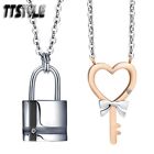 Ttstyle Stainless Steel Locker And Key Pendant Necklace Set For Couple Freechain
