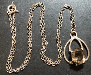 Macintosh Sterling Silver Smoky Quartz Pendant on Silver  Chain / Necklace - Picture 1 of 9