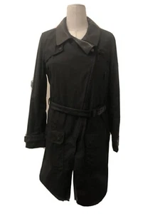 Barbour International Black Ladies Trench Coat Size 14  - Picture 1 of 5