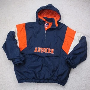 Auburn Tigers Jacket Mens 2XL XXL Blue Majestic Puffer Anorak Football Y2K - Picture 1 of 11