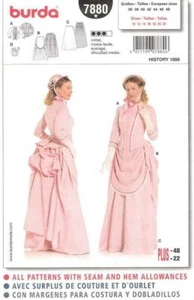 Burda 7880 Histórico 1888 Victoriano Disfraz Acurrucado Falda Chaqueta Patrón 10-22 - Imagen 1 de 5