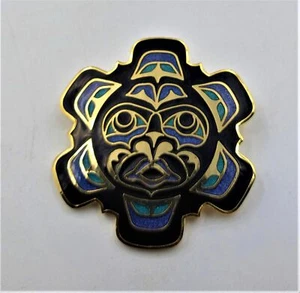 First Nation Haida Sunhand made Pacific NorthWest Coast 2" PIN BLACK - Picture 1 of 2
