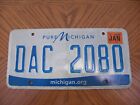 Classic Historic Vintage  Michigan License Plate DAC 2080 with 2015 tab