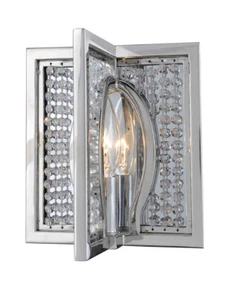 Rockefeller Chrome 1 Light Wall Sconce,, Firenze Clear Crystal - Picture 1 of 1