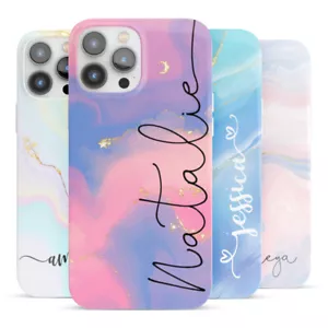 Personalised Phone Case Cover Marble with Name for iPhone 14 13 12 11 8 Xs Max X - Picture 1 of 5