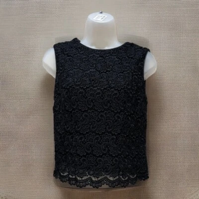 Top Talbots para mujer negro sin mangas con cordones talla 4 encaje Foto 1 de 4