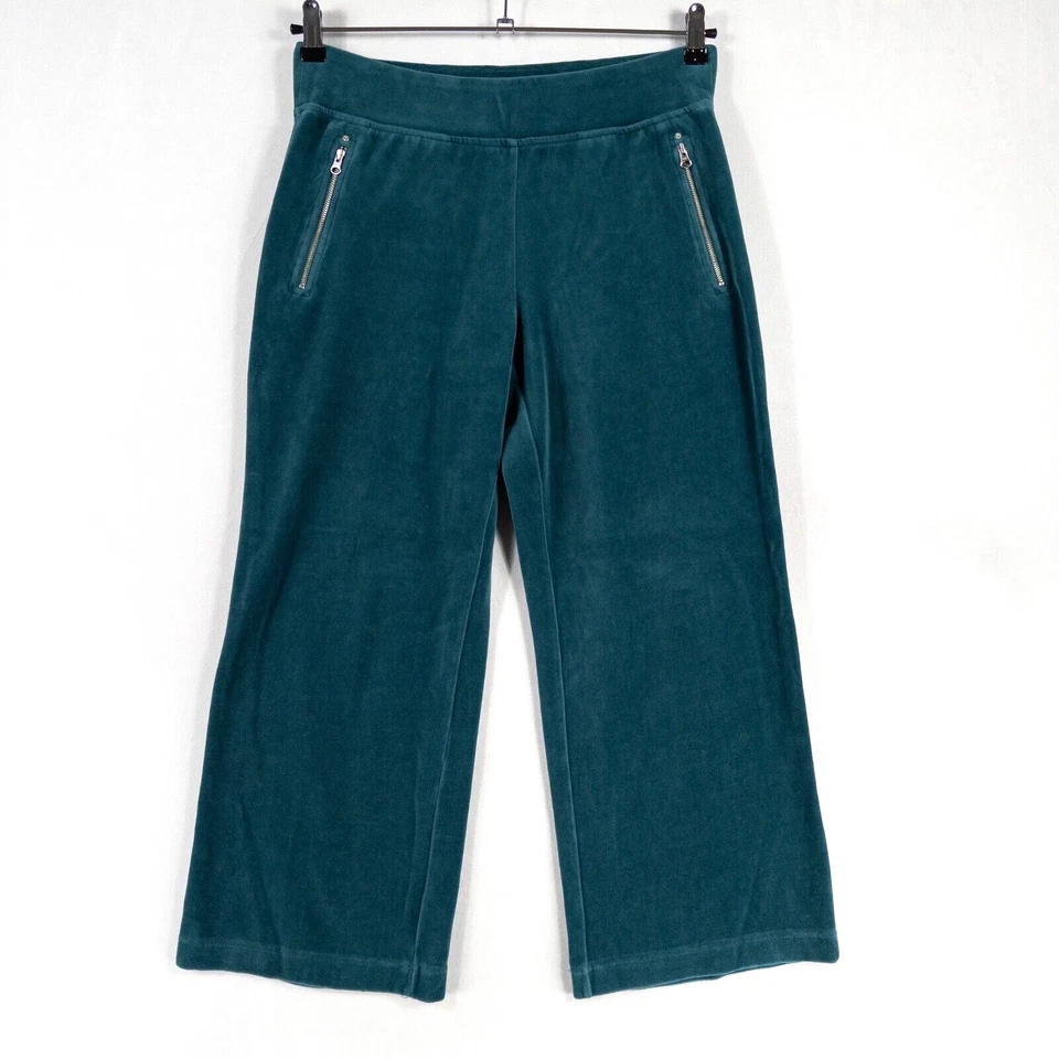 Pantalones Soma Intimates para mujer pequeños azul verdoso verde terciopelo pierna ancha recortados Foto 1 de 4