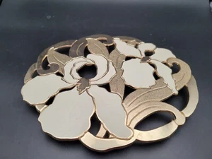 WMA Rogers Solid Brass Tarbush Resistant Iris Trivet - Picture 1 of 5
