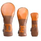 Golf Head Cover Brown PU Leather Hybrid Protective Golf Driver Fairway Covers