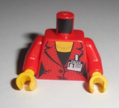 Minifigura genuina Lego torso femenino "Chaqueta con rayas e insignia de prensa" NUEVO Foto 1 de 2