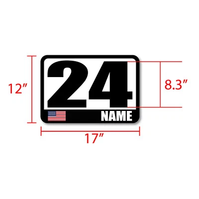 Custom Number Name Flag Glossy Matte Sticker / Magnet Racing Car Track Day x2 - Image 1 of 4