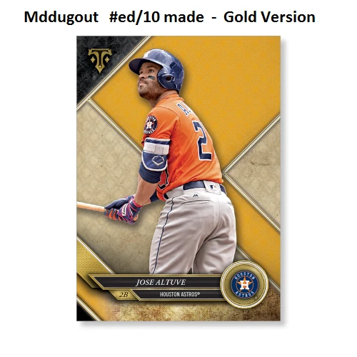 JOSE ALTUVE #41 Astros MVP STAR #ed/10 made Gold 5X7 - 2017 TOPPS TRIPLE THREADS - Image 1 of 1