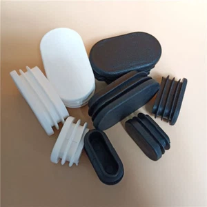 Oval Oblong Plastic End Caps Blanking Plugs Tube Box Section Inserts Black/White - Bild 1 von 25