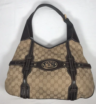 Gucci Jackie Monogram Canvas Brown Leather 85th Anniversary Shoulder Bag - Image 1 of 4