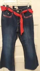 Nwts Circo Girl's Size 14 Blue Flair Leg Embroidered Butterflies Denim 👖 Jeans - Picture 1 of 7
