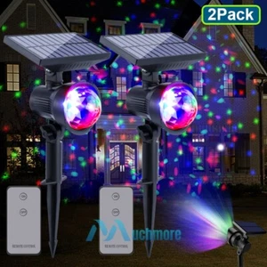 2-Pack Solar Colorful 360° Rotating LED Projector Light Garden Decor Lawn Lamp - Picture 1 of 49