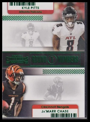 2021 Panini Contenders #RN-KPI Kyle Pitts / Ja'Marr Chase Round Numbers Emerald - Image 1 of 2