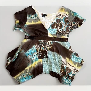 Y2K Blue And Black Flowy Tank Top Size 16 - Picture 1 of 5