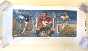 Joe Montana Autographed 40 x 18" Art Print with UDA and PSA Auth. (Damaged) - Picture 1 of 2