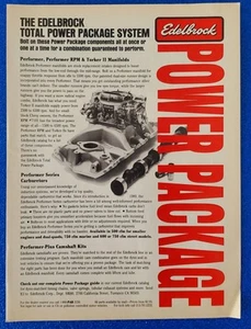 1990 EDELBROCK PERFORMANCE CAR PARTS PRINT AD POWER PACKAGE PERFORMER MANIFOLDS - Picture 1 of 1
