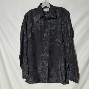 Men's Medium - MARQUIS Black on Black Design Long Sleeve Button Up Shirt - Picture 1 of 9