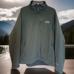 The North Face Apex Hiking Jacket Mens L Softshell Olive Green Full Zip Pockets - Picture 1 of 19