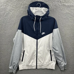 Giacca a vento Nike uomo grande blu grigia full zip con cappuccio allenamento 898730-420 - Foto 1 di 11