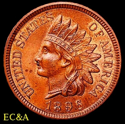 1896 INDIAN HEAD CENT RED GEM (IH676) - Image 1 of 2