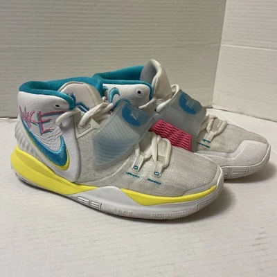 Nike Zapatos Juveniles 6Y Kyrie 6 (GS) Blanco/Azul Fury-Opti Amarillo Graffiti BQ5599 101 Foto 1 de 4