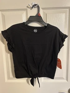 Girls Wonder Nation SS Tie Front Tee In Black Soot Size M (7-8) - Picture 1 of 3