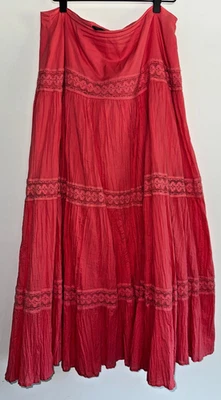 Относительность размер 14 100% хлопок ярусный макси юбка широкий коттедж крестьянин богемное юбка - Изображение 1 из 4