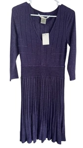 Nuevo con etiquetas Vestido Suéter Max Studio Para Mujer Talla M Púrpura Acanalado Tejido Academia - Imagen 1 de 7