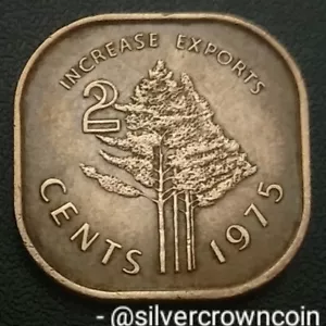 Swaziland 2 Cents 1975. F.A.O. KM#22. Two Pence coin. Trees. Sobhuza ll. 1 year. - Picture 1 of 7