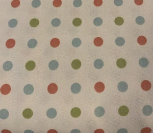 Vintage P Kaufman Upholstery Drapery Fabric Dk Peach Green Blue Polka Dots 2 Yds - Picture 1 of 12