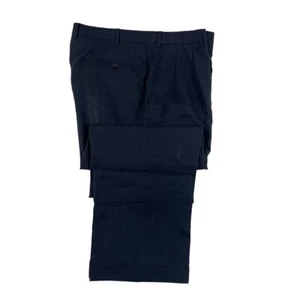 Brioni Current Delta Pleat Navy Blue Checked Super 180s Wool Trouser Size 34x30 - Picture 1 of 7
