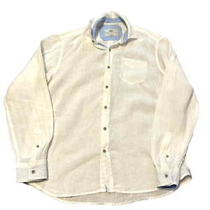 Report Collection 100% Linen Button Up Shirt Mens L White Long Sleeve Summer - Picture 1 of 7