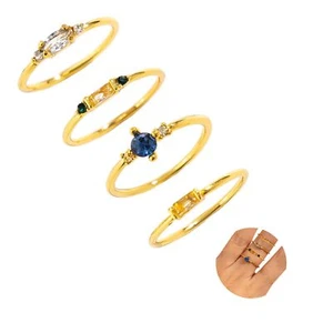 Fashion Gold Rings That Don't Tarnish Size 7 8 9 10 Dainty Gold Plated Ring Set - Picture 1 of 7