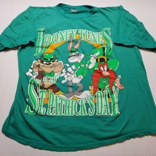 Vtg 1994 Looney Tunes St. Patrick's Day T-Shirt 2XL Taz Bugs Yosemite 90s ♡47