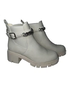 Botines con suela Chelsea marfil YETIER sin cordones beige plata cadena y hebilla - Imagen 1 de 11