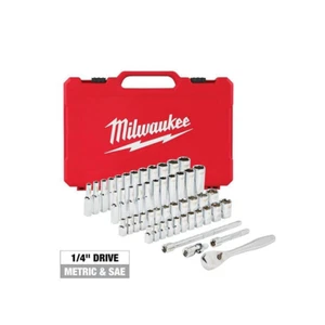 1/4 " Drive 50pc Ratsche & Sockel Set - SAE & Metrisch Milwaukee Tool 48-22-9004 - Bild 1 von 1