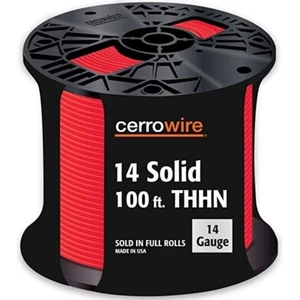 cerrowire 100 ft. 14 Gauge Red Solid Copper THHN Wire 600v - MADE IN USA - Picture 1 of 1