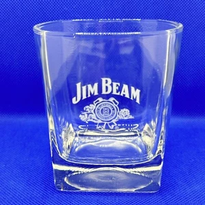 Jim Beam Kentucky Bourbon Whiskey Lowball Glass White Logo Promo Merch Man Cave - Imagen 1 de 7