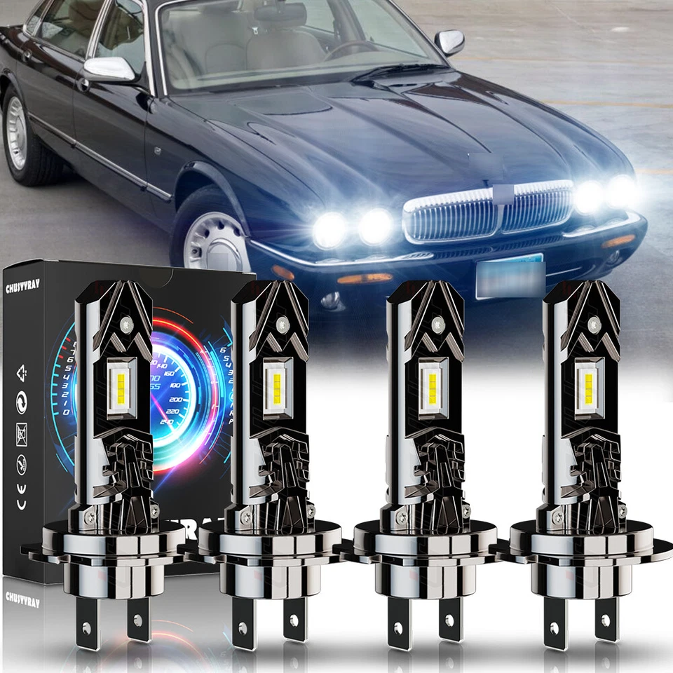 4x H7 White LED Headlight Bulb Kits For Jaguar XJ8 XJR VANDEN PLAS 1998-2008 - Image 1 of 4